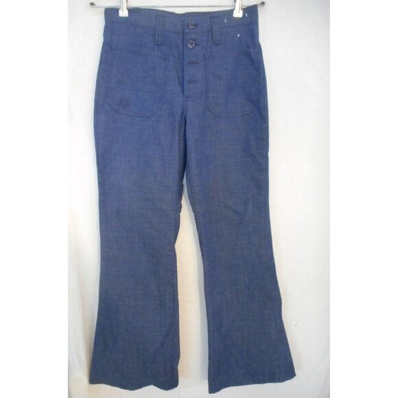Vintage 1960s / 70s 30 x 30 button front denim jeans  Maverick Flared - Picture 1 of 6